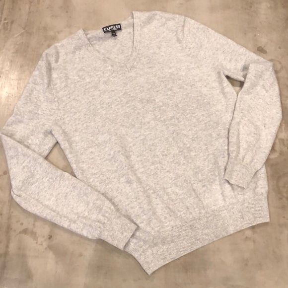 Men’s cashmere sweater heather grey large v neck - Picture 1 of 3